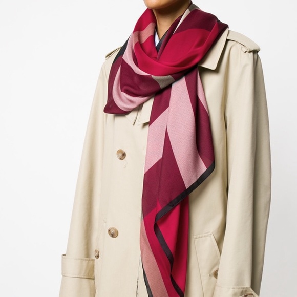 Burberry Accessories - Authentic Burberry Silk Scarf Stole Red Check